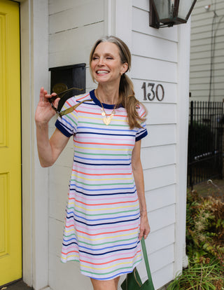Tallie T Shirt Dress in Rainbow Stripe
