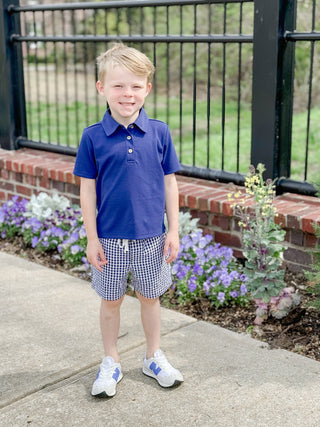 Kids Pique James Polo in Royal Navy
