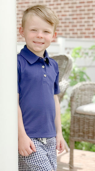 Kids Pique James Polo in Royal Navy