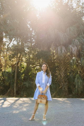 The Raleigh Collared Dress in Blue Oxford