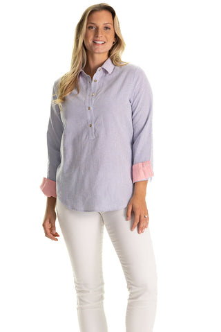 The Seersucker Pointe Tunic in Blue Seersucker