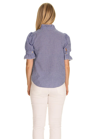The Marlow Top in Navy Gingham
