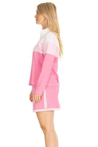 The Active Pique Misty Quarter Zip in Pink Colorblock