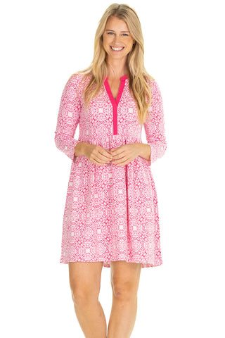 The Glenda Dress in Raspberry Medallion