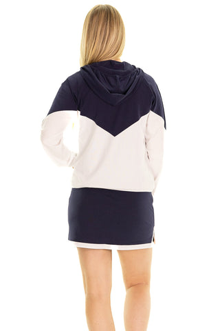 The Active Pique Hillary Hoodie in Navy and White Colorblock