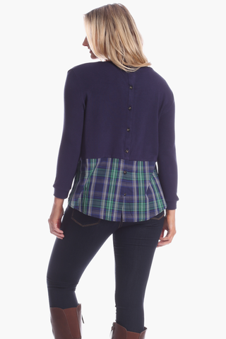 Allison Top in Navy with Plaid