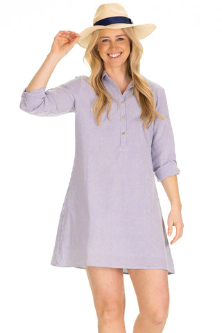 The Keys Dress in Blue Seersucker