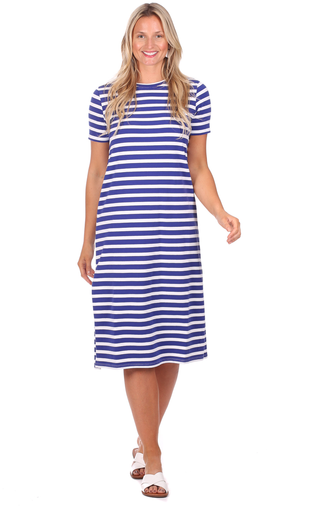 Kristen Dress in Bright Blue Stripe