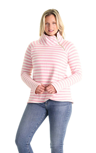 Lexington Cotton Fleece in Rose & Cream Stripe