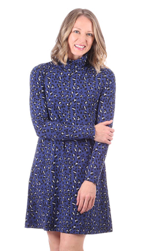 Maxine Dress in Blue Leopard