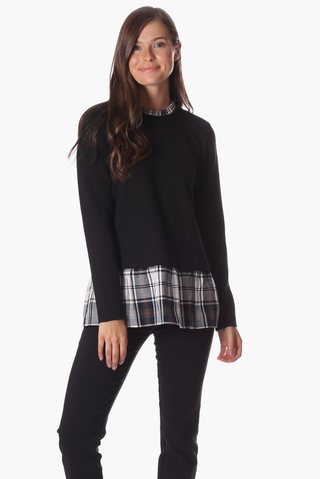 Nina Top in Black Star with Plaid