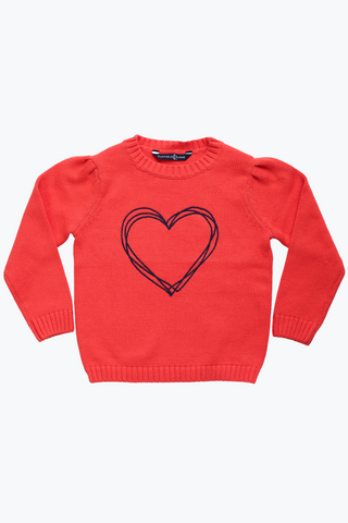 Girls Heart Crew Neck Sweater