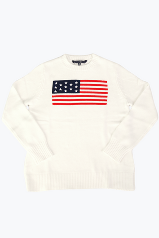 White Casual Crew Flag Sweater