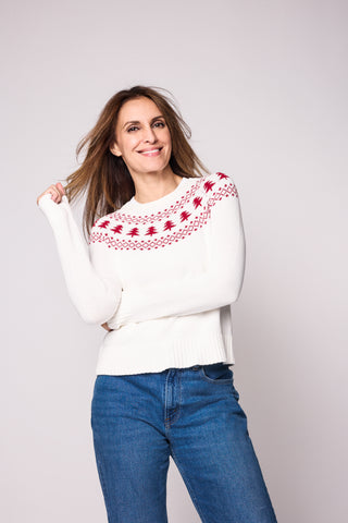 Duffield Lane x Northern Classics Fair Isle Crew Neck Sweater in Ivory