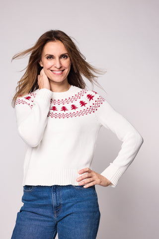 Duffield Lane x Northern Classics Fair Isle Crew Neck Sweater in Ivory