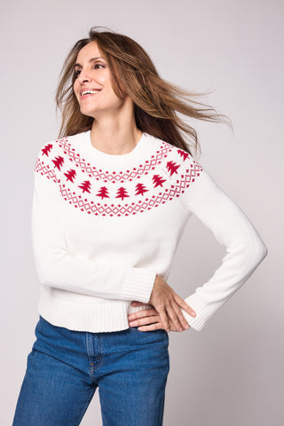 Duffield Lane x Northern Classics Fair Isle Crew Neck Sweater in Ivory
