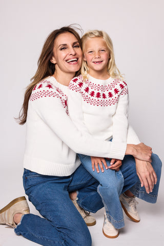 Duffield Lane x Northern Classics Fair Isle Crew Neck Sweater in Ivory