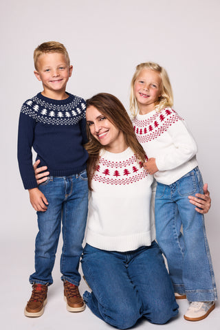 Duffield Lane x Northern Classics Fair Isle Crew Neck Sweater in Ivory