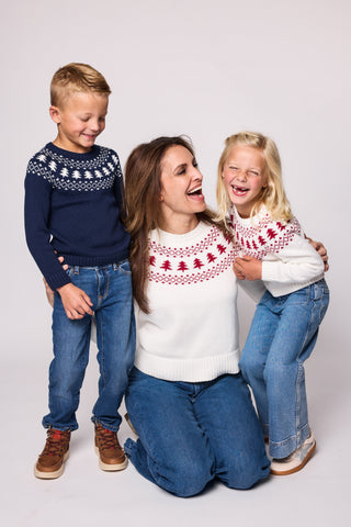 Duffield Lane x Northern Classics Fair Isle Crew Neck Sweater in Ivory