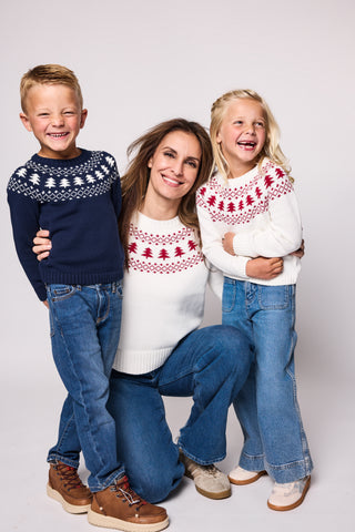 Duffield Lane x Northern Classics Fair Isle Crew Neck Sweater in Ivory