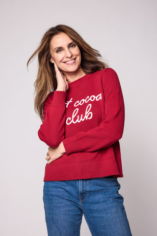 Duffield Lane x Northern Classics Hot Cocoa Club Crew Neck Sweater in Red