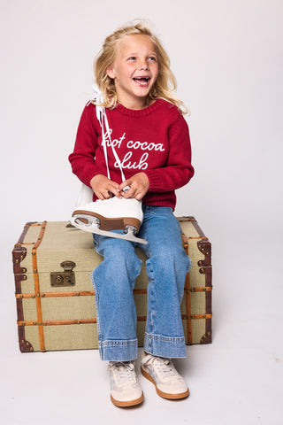 Duffield Lane x Northern Classics Kids Hot Cocoa Club Crew Neck Sweater in Red