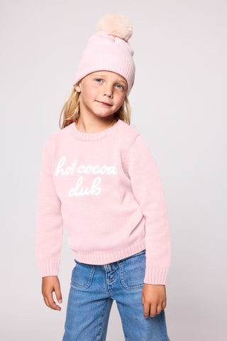 Duffield Lane x Northern Classics Kids Hot Cocoa Club Crew Neck Sweater in Light Pink