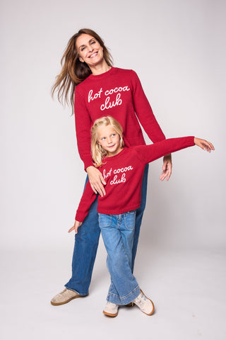 Duffield Lane x Northern Classics Hot Cocoa Club Crew Neck Sweater in Red