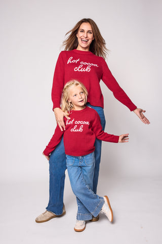 Duffield Lane x Northern Classics Hot Cocoa Club Crew Neck Sweater in Red