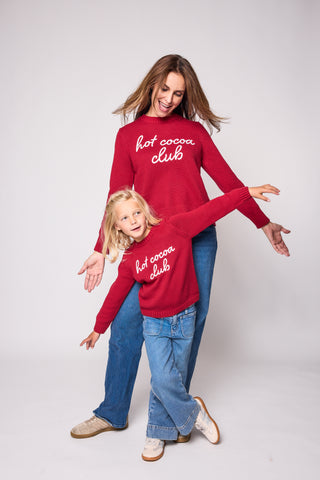 Duffield Lane x Northern Classics Hot Cocoa Club Crew Neck Sweater in Red