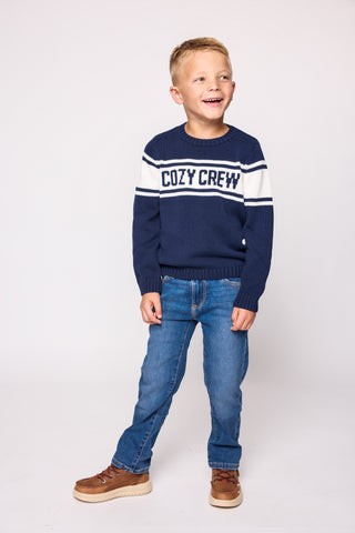 Duffield Lane x Northern Classics Kids Cozy Crew Neck Sweater in Navy