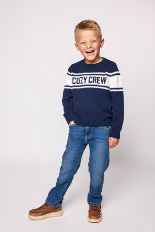Duffield Lane x Northern Classics Kids Cozy Crew Neck Sweater in Navy