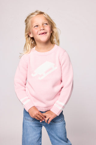 Duffield Lane x Northern Classics Kids Sled Crew Neck Sweater in Light Pink
