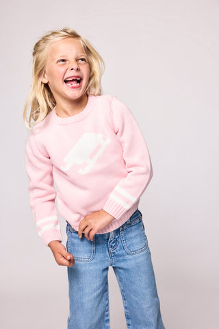 Duffield Lane x Northern Classics Kids Sled Crew Neck Sweater in Light Pink