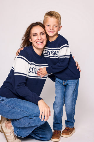 Duffield Lane x Northern Classics Kids Cozy Crew Neck Sweater in Navy