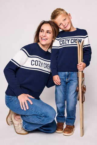 Duffield Lane x Northern Classics Kids Cozy Crew Neck Sweater in Navy