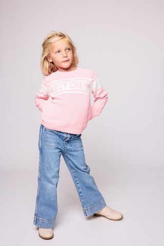 Duffield Lane x Northern Classics Kids Cozy Crew Neck Sweater in Light Pink