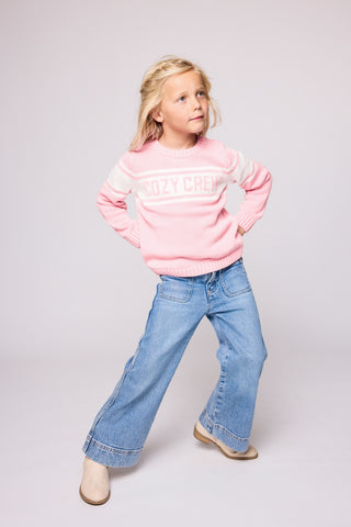 Duffield Lane x Northern Classics Kids Cozy Crew Neck Sweater in Light Pink
