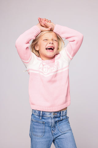 Duffield Lane x Northern Classics Kids Cozy Crew Neck Sweater in Light Pink