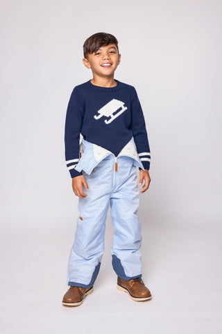 Duffield Lane x Northern Classics Kids Sled Crew Neck Sweater in Navy
