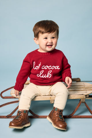 Duffield Lane x Northern Classics Kids Hot Cocoa Club Crew Neck Sweater in Red