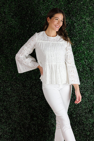 The Lilith Top in White Eyelet