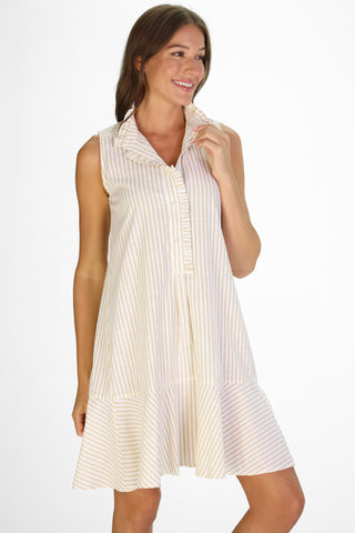 Ethel Dress in Tan Stripe
