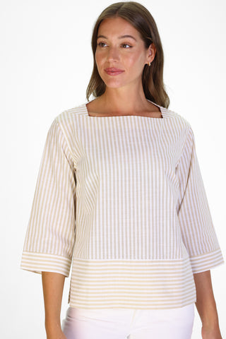 Tilda Top in Tan Stripe
