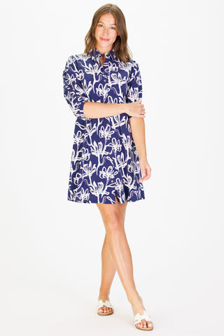 Ashlynn Dress in Navy Painted Flower