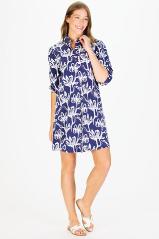 Ashlynn Dress in Navy Painted Flower