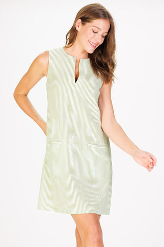 Gwynn Dress in Sage Seersucker