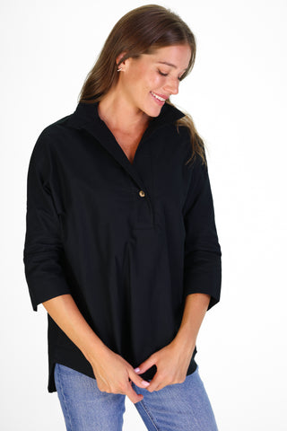 The Joanna Popover in Black Oxford