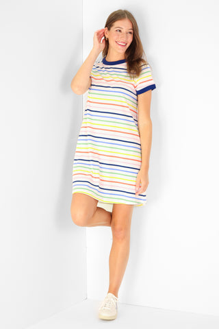 Tallie T Shirt Dress in Rainbow Stripe