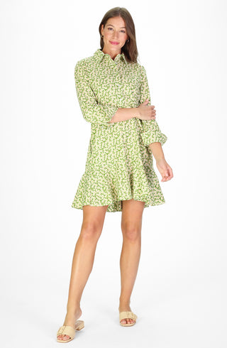 Iris Dress in Green Daisies